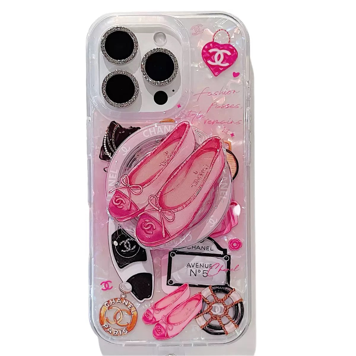 Chanel Pink Phone Case (Charm+Case+Socket)