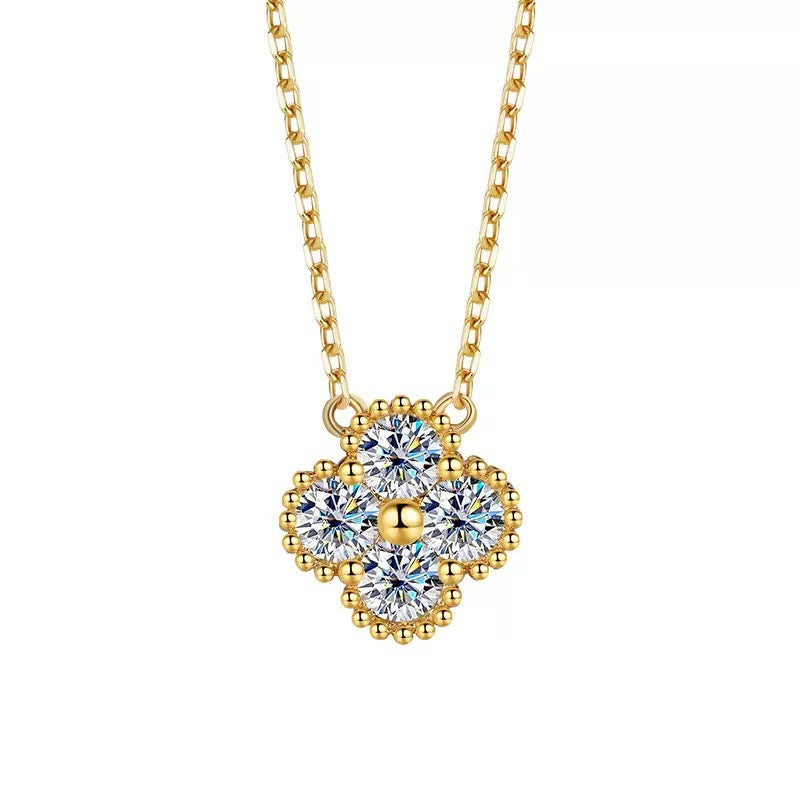 Moissanite Dainty Clover Necklace Bracelet Earrings